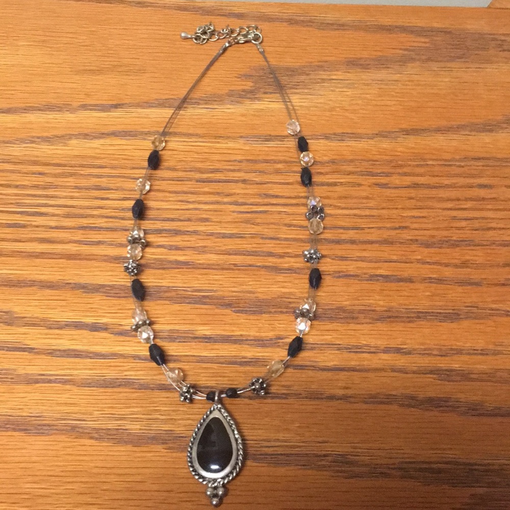 Gold and black wow necklace